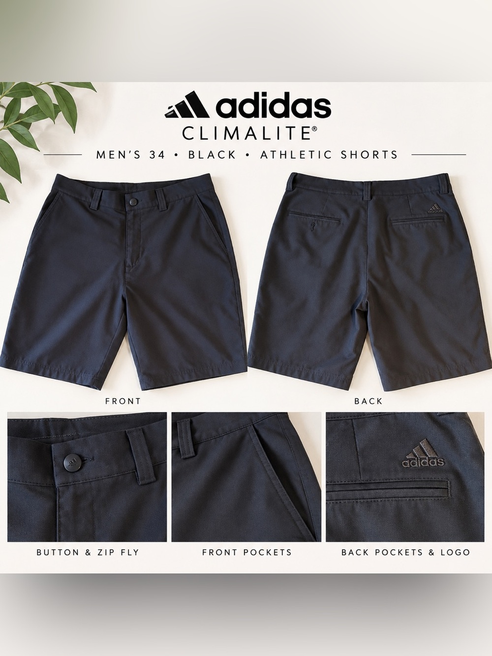 adidas Black Climalite Athletic Performance Shorts